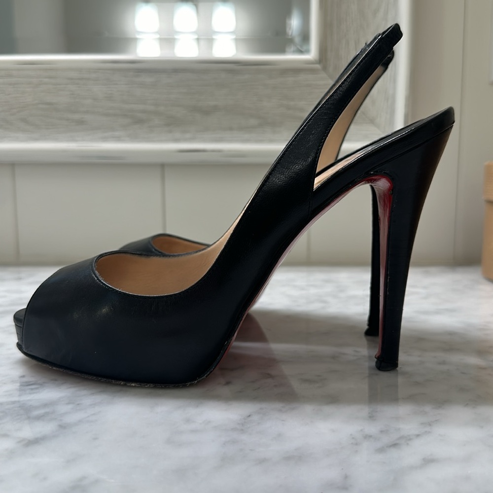 CHRISTIAN LOUBOUTIN No Prive 120 Kid/Cuoio Leather Black Size 38 - Picture 4 of 10